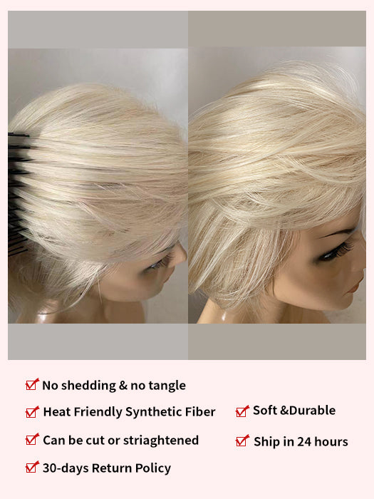 Cory Short Bob Straight Light Blonde Synthetic Wigs
