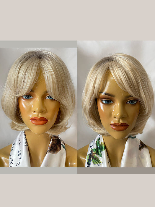Elegant Short (10 Inches)  Bob With Bangs Blonde Synthetic Wigs(Buy 1 Get 1 Free)