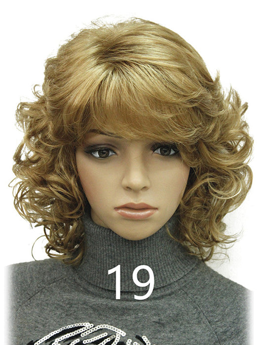 Chin Length Layered Wavy Synthetic Curly Wigs(Buy 1 Get 1 Free)