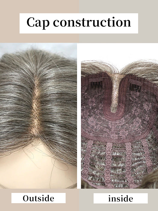 Short Layered Grayish Blonde Balayage Style Lace Part Synthetic Wigs(Buy 1 Get 1 Free)