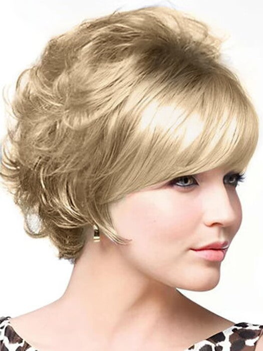 Unique Short Curly Side Bang Wave Synthetic Wigs