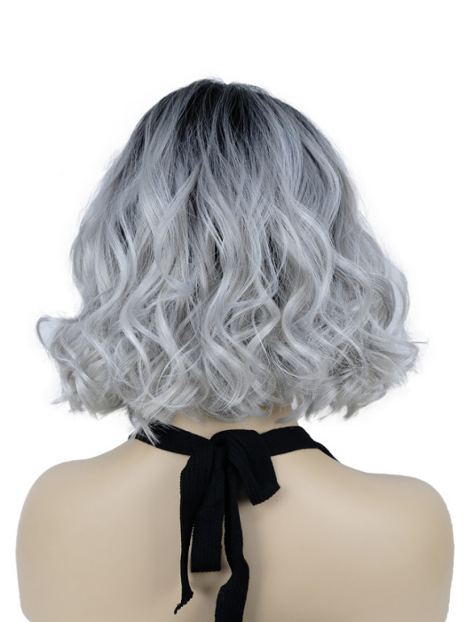 Gorgeous Short Bob Wavy Curly Lace Front Synthetic Wigs