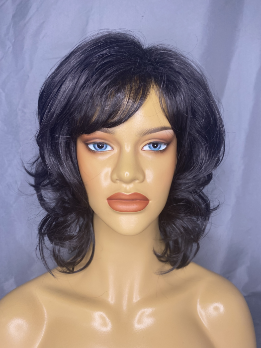 Pretty Middle Length Curly Black Synthetic Wigs