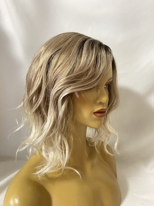 Lily Short Bob Beach Wavy Curls Blonde Lace front Synthetic Wigs (Mono Top)