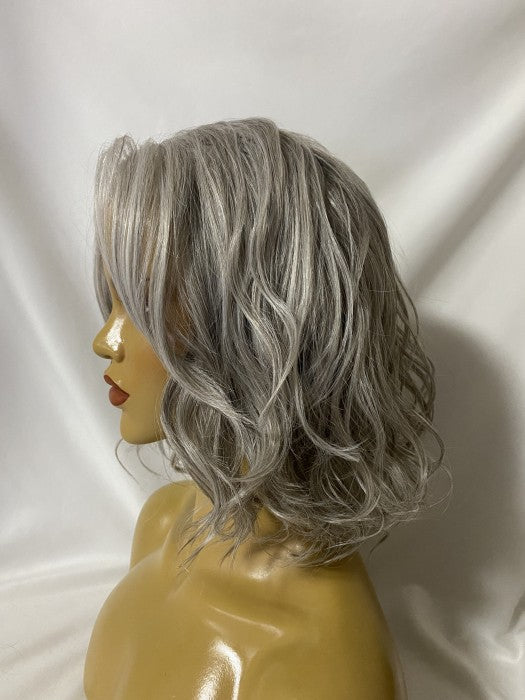Mid-length Wavy Curly Gray Lace Front Synthetic Wigs