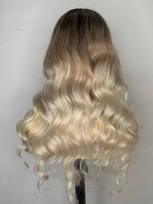 Stunning Wavy Curly Mixed Blonde Human Hair Lace Front 13*4' Wigs