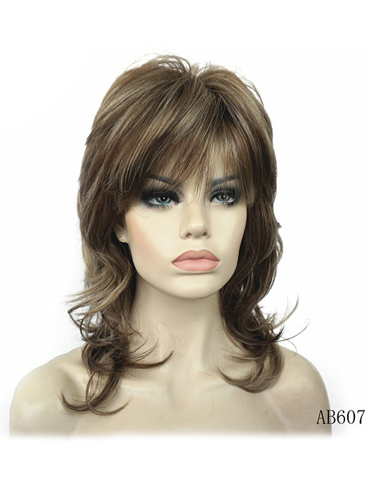 Tress Mid-length Wavy Synthetic Wigs Basic Cap