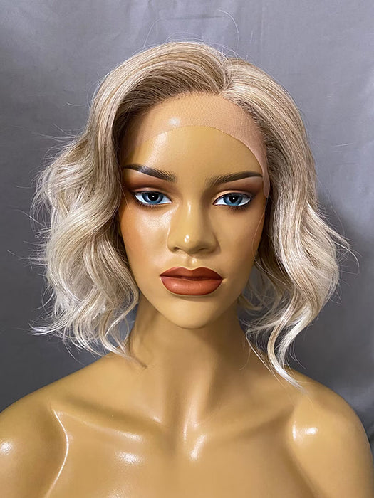 Fashion Short Bob Wavy Curly Blonde Lace Front Synthetic Wigs