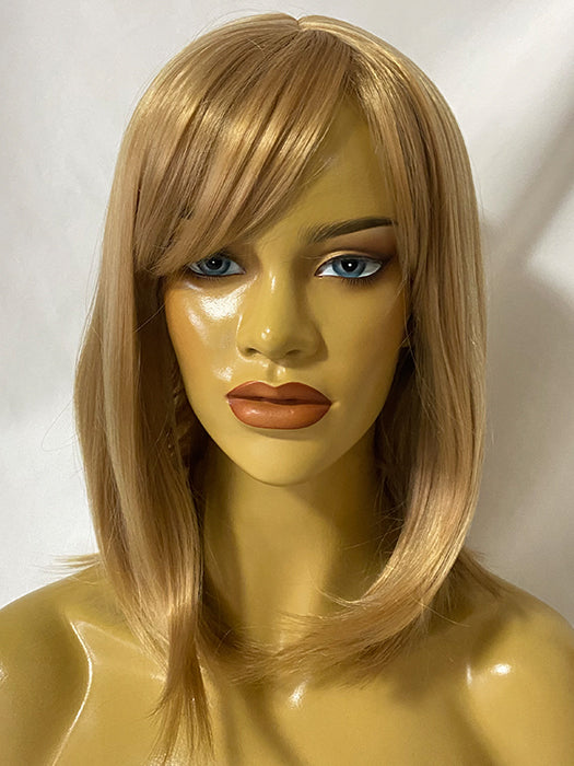 Middle Length Straight Highlighted Blonde Synthetic Wigs With Bangs