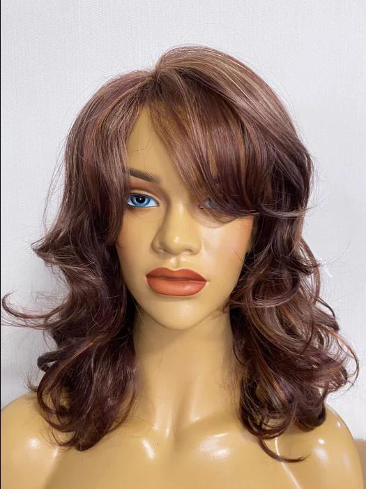 Medium Long Layered Haircut Brown Strawberry Blond Synthetic Wigs(Buy 1 Get 1 Free)