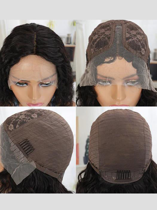 Shoulder Length Curly Dark Brown Lace Front Human Hair Wigs