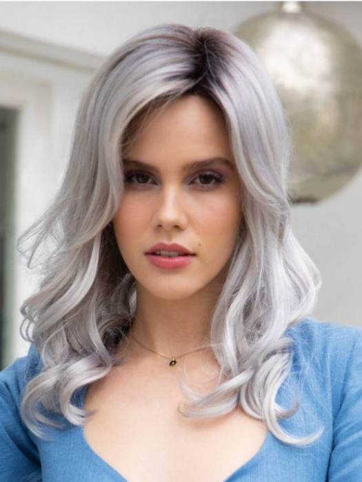 Medium Wavy Gray Rooted Synthetic Wigs (Basic Cap)(Buy 1 Get 1 Free)