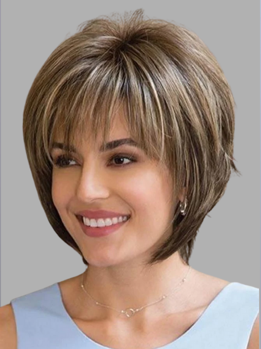 Reese Layered Mixed Color Synthetic Hair With Bangs Capless Cap