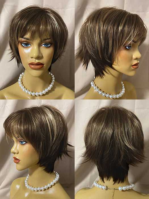 Reese Layered Mixed Color Synthetic Hair With Bangs Capless Cap